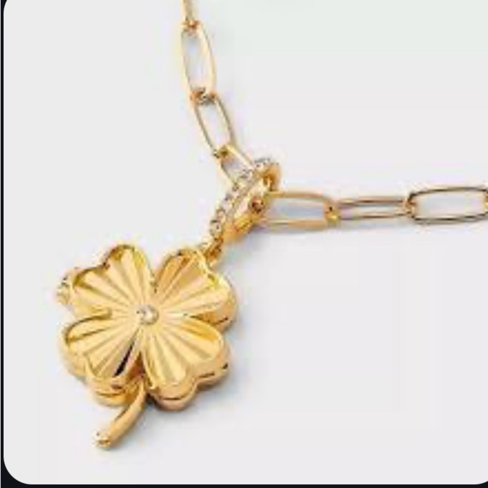 Four-Leaf Clover Locket Necklace NIB - Picture 1 of 4
